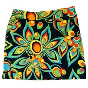 Loudmouth Bold MOD Floral Black/Multi Stretch Cotton Skort Size 4 Golf Tennis